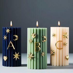 Anthropologie Alphabet Candle Charms in Brushed Gold $20 Retail NWT
